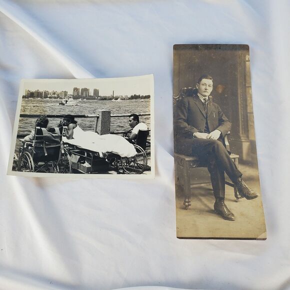 Original Photographs Wheelchairs By The Waterfront Vintage + Antique Portrait - Picture 1 of 7